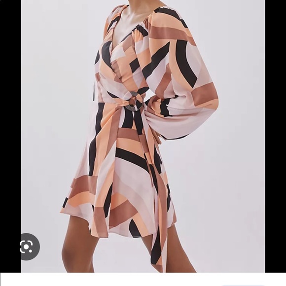 Anthropologie Hutch Geo Wrap Mini Dress in Pink Combo Size 1xl NWT - Picture 2 of 3